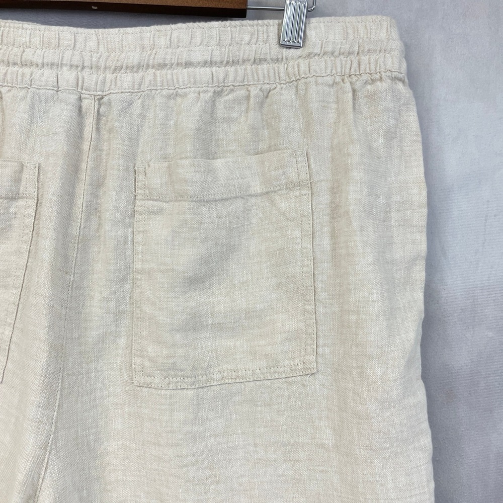 Lands End Linen High Rise Shorts Women Size Large Beige Neutral Minimal Coastal - Picture 7 of 13